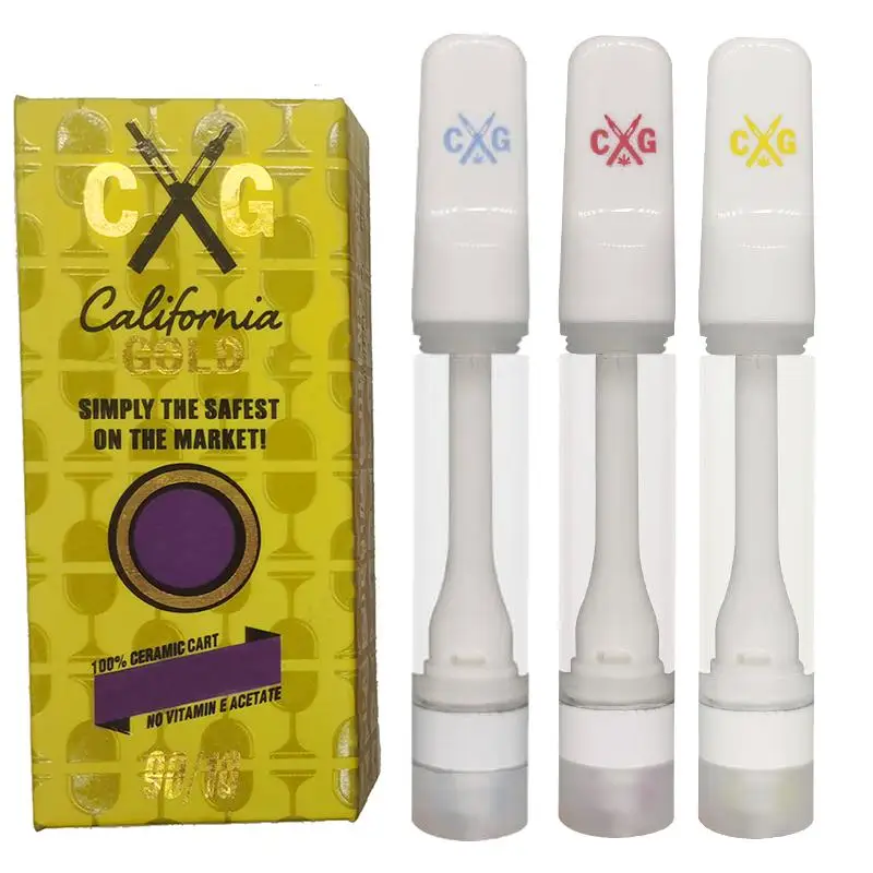 100% Ceramic California Gold Vape Cartridges C.G Atomizers Full Ceramics Carts 0.8ml 1.0ml Empty Vapes Pens Cartridge