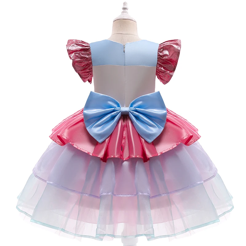 New Girl Rainbow Unicorn Dress For Kids Embroidery Ball Gown Baby Girl Princess Birthday Dresses Party Costume Children Clothing