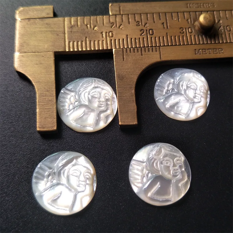 Natural freshwater Mother Of Pearl White Shell Angle Cameo