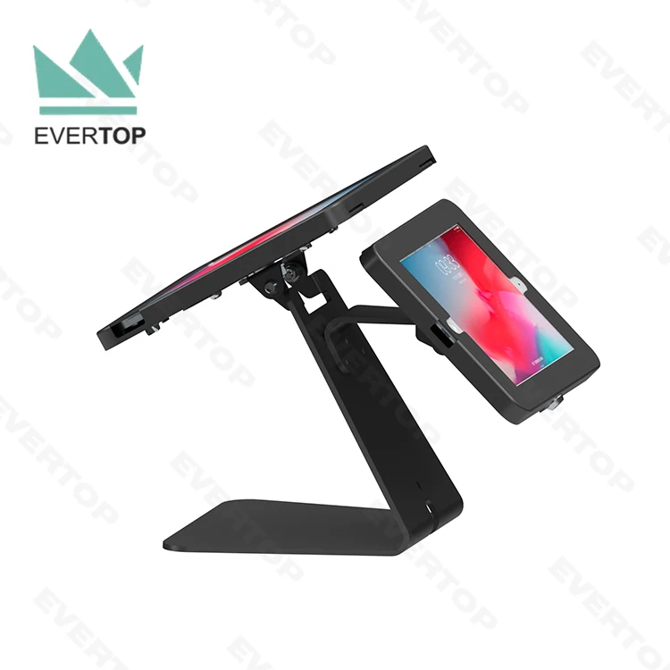 LST15B-H Dual Screen Tilt Tablet Kiosk Stand for Tablet Secure Display Kiosk Tablet Stand Double for iPad Mini Air Pro Android