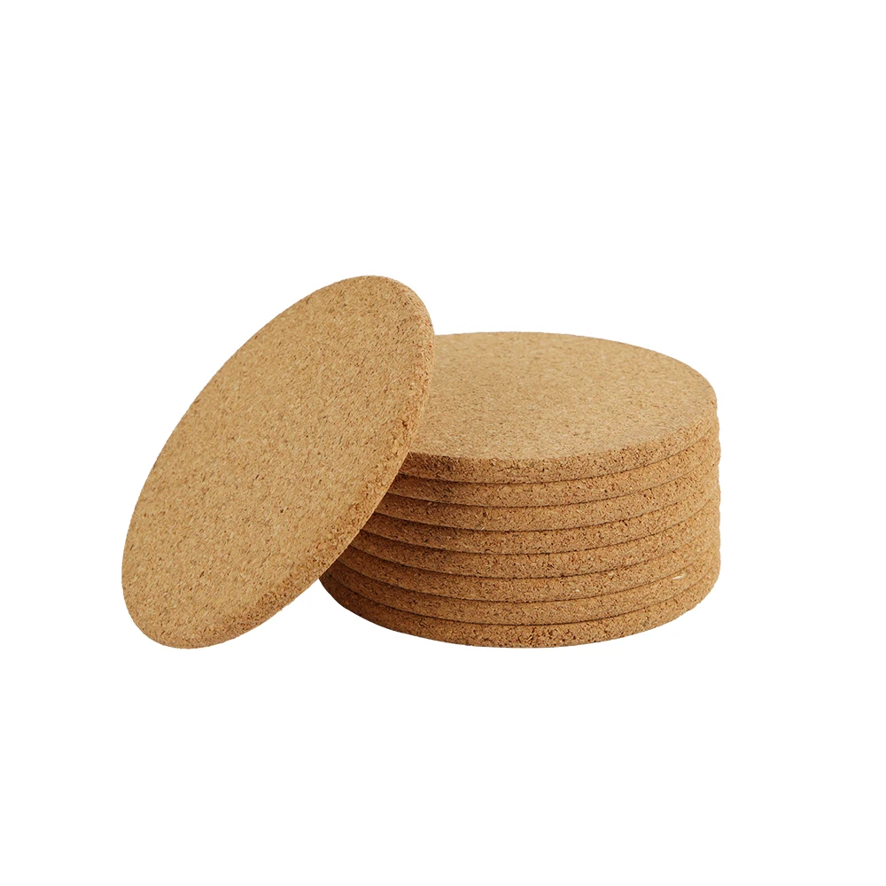 Promotional 19cm Diameter Round Blank Cheap Custom Cork Wooden Coasters