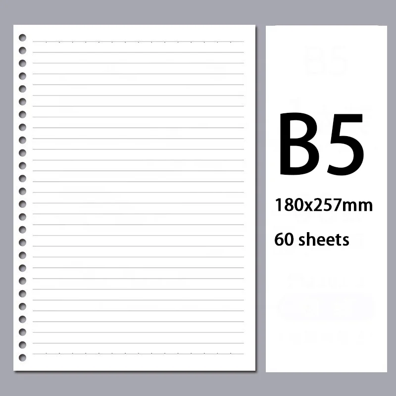 2022 B5 Planner Notebook Filler Paper Page Lining B5 Hole Punched Refills Inserts Filler Paper Pages In Set