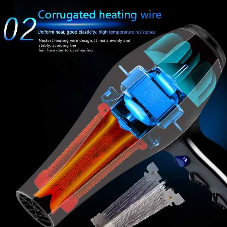Wholesale 2200W Electric Ionic Salon Hair Dryer Professional AC Motor Concentrator Nozzle Portable Outdoor Use Custom