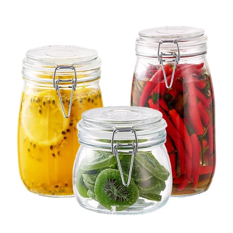 Chinese Supplier 1500ml 2200ml 3300ml Extra Large Glass Storage Containers With Buckle Lids