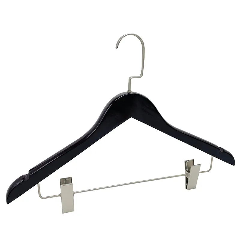 Wholesale Clothes Shop Wooden Skirt Hanger with Clip Clothes Hanging  Female Pants Hanger