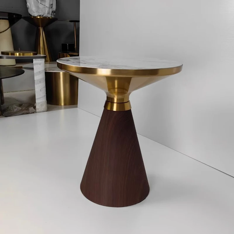 JJ-09 Modern Gold Stainless Steel Leg marble top round living room home furniture luxury side center coffee tea table