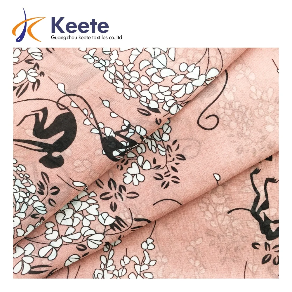 China Most fashionable 105gsm chiffon  polyester printing fabric  makeable clothing