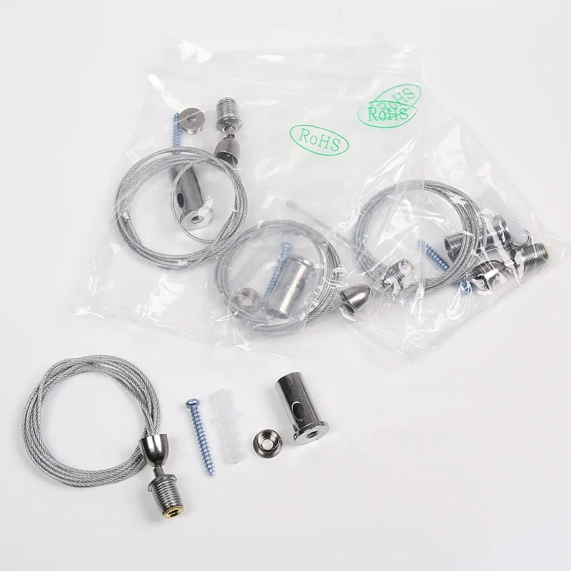Suspension Wire safety Y- shape steel wire LED lighting cable hanging kit for LED panel