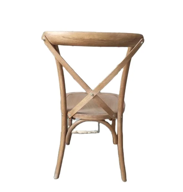 Vintage Rustic Oak Wood Cross Back Chair for Sale