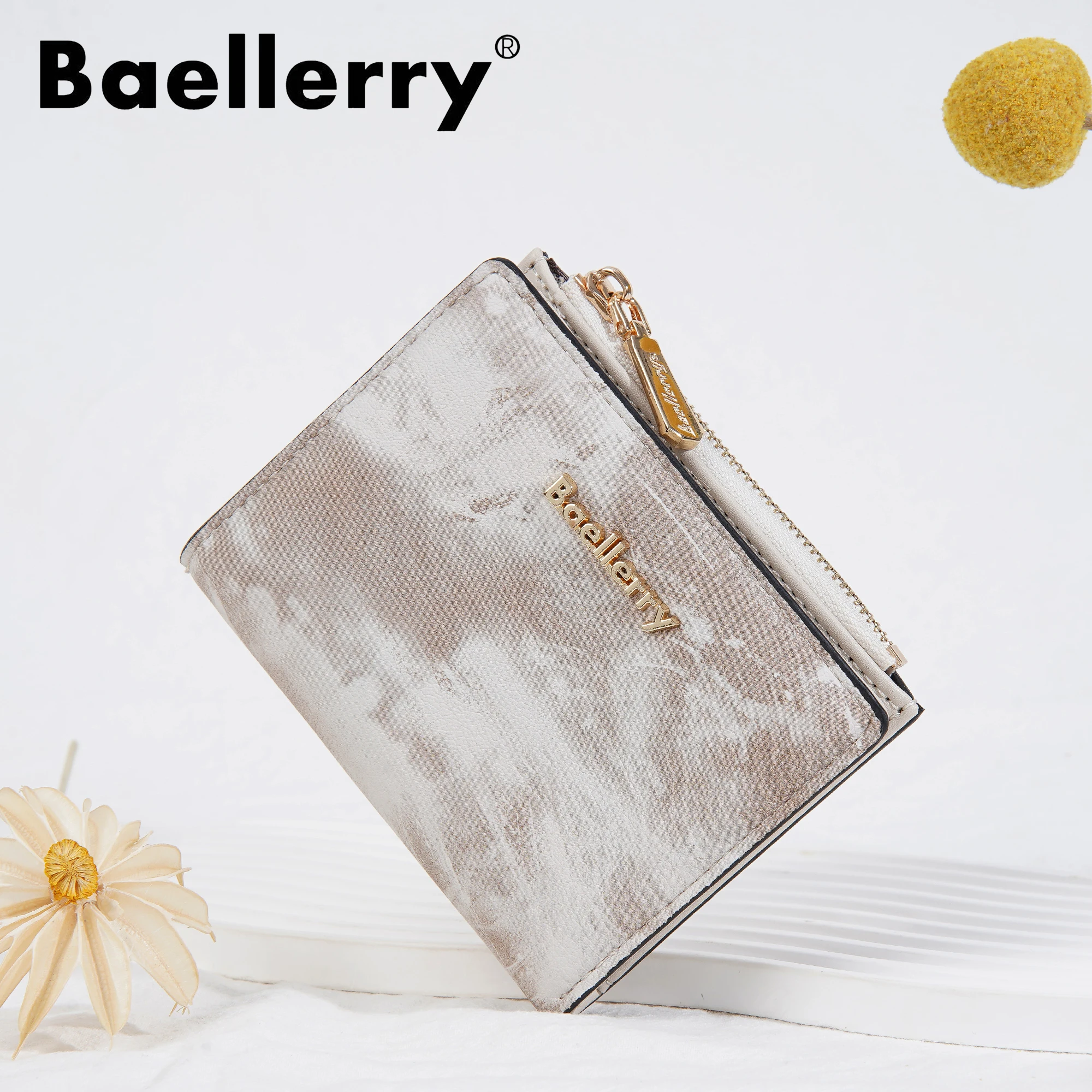 Модный женский кошелек Baellerry с двойной молнией Стильный дизайнерский короткий из искусственной кожи чернилами два складных кошелька для женщин и девушек