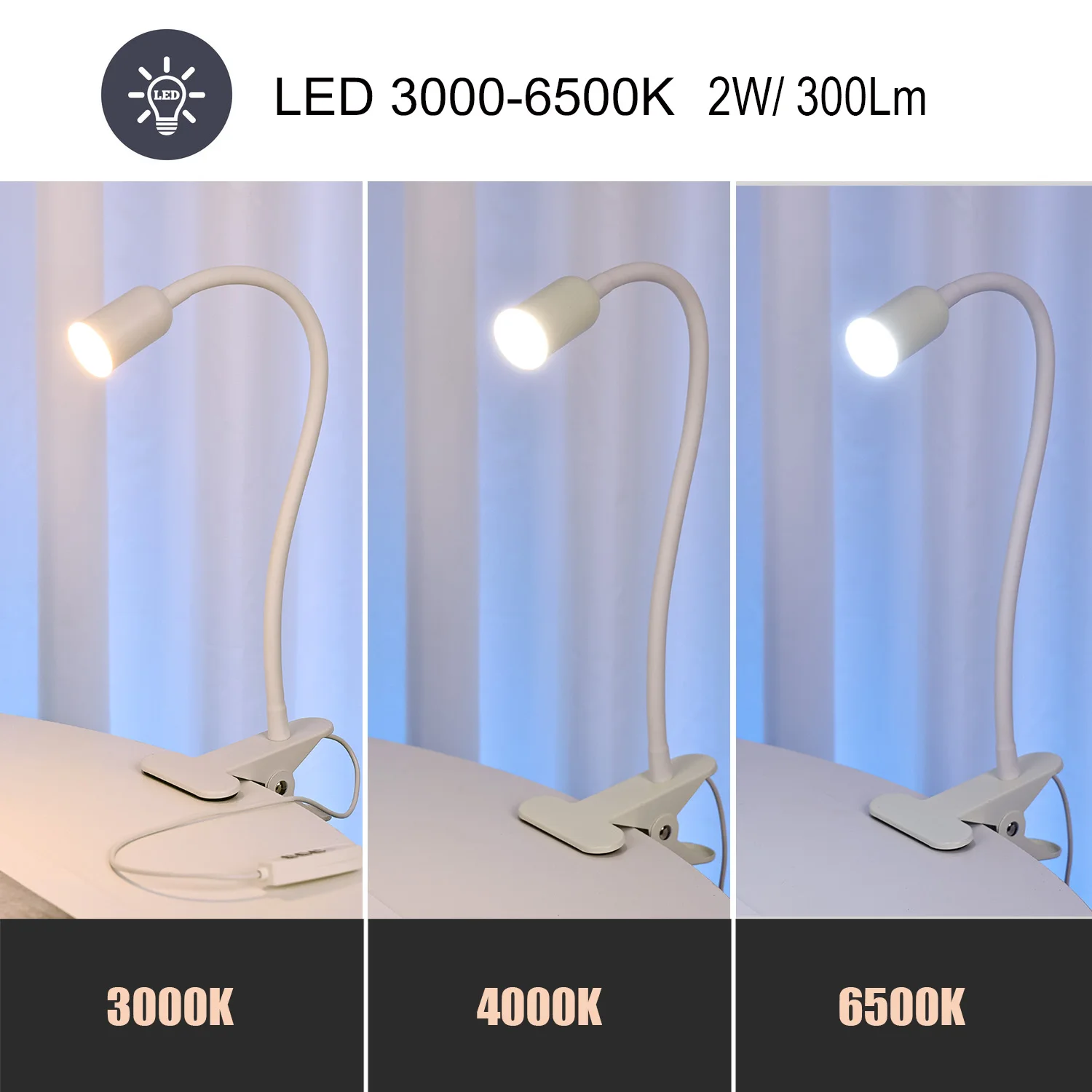 Modern Rechargeable metal LED Reading Book Led reading Lights foldable battery bedside Lamp With Clamp Lamp