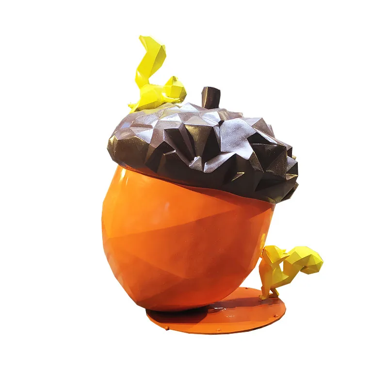K423 Creative decoration Squirrel carries nut garden sculpture with glass modern statue interior decoration for outdoor indoor