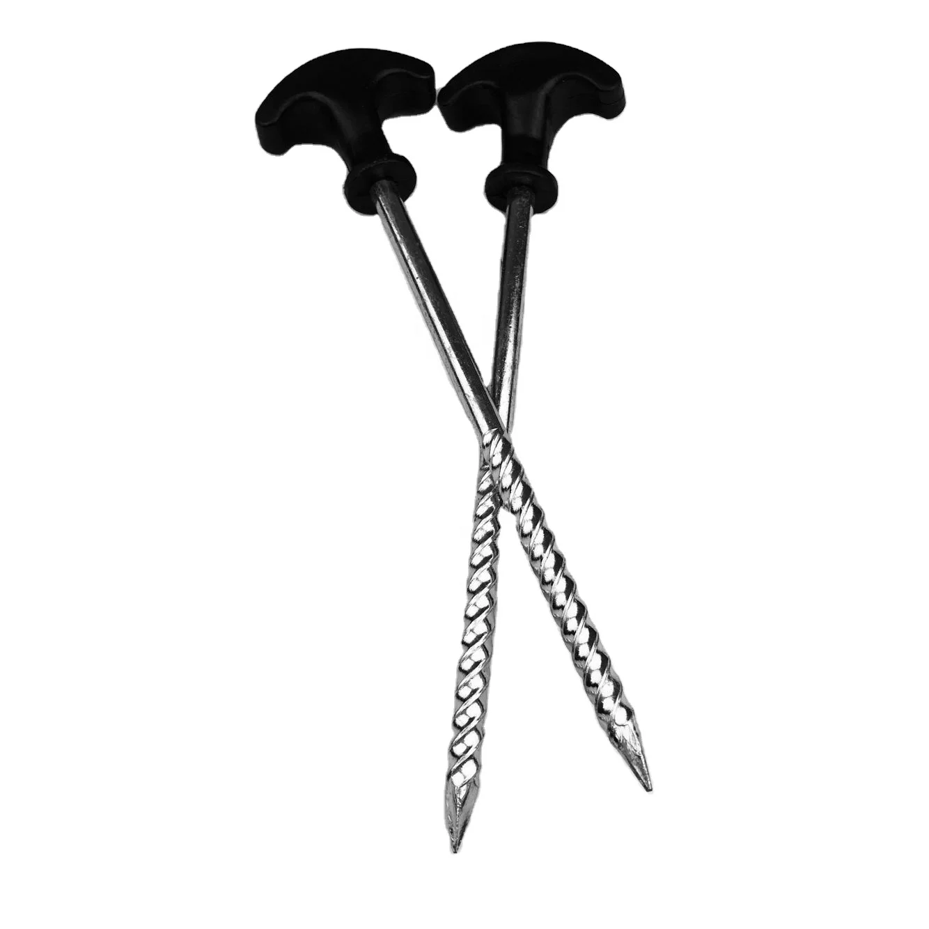 31cm Tent Accessories T Shaped Plastic Head Screw Galvanized Steel Peg Stake