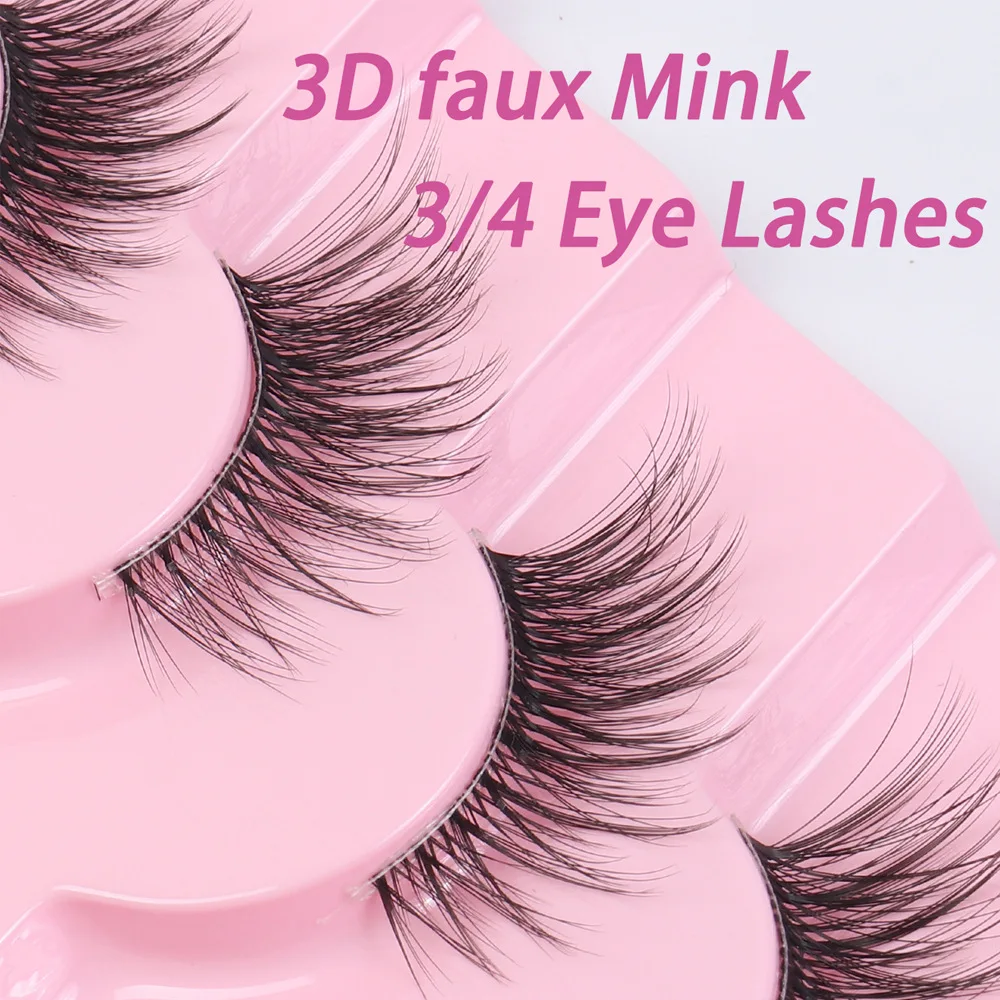 Fluffy Mink Eyelash Faux Mink Lashes Wholesale 3D Eyelashes Strip Curelty Free Mink Lashes Hand Made Russian Strip Eyelashes