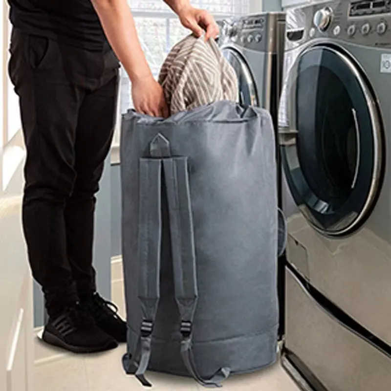 Большая 600D сумка для хранения Оксфордской ткани с плечевыми ремнями и застежкой на шнурке рюкзак стирки