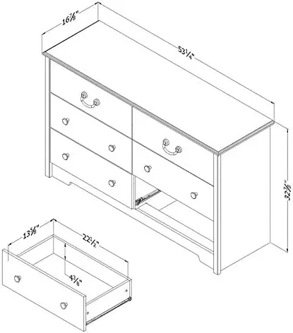 Dilun Customized 6-Drawer Double Dresser, Blueberry, , 53.25 x 32.5 x 17