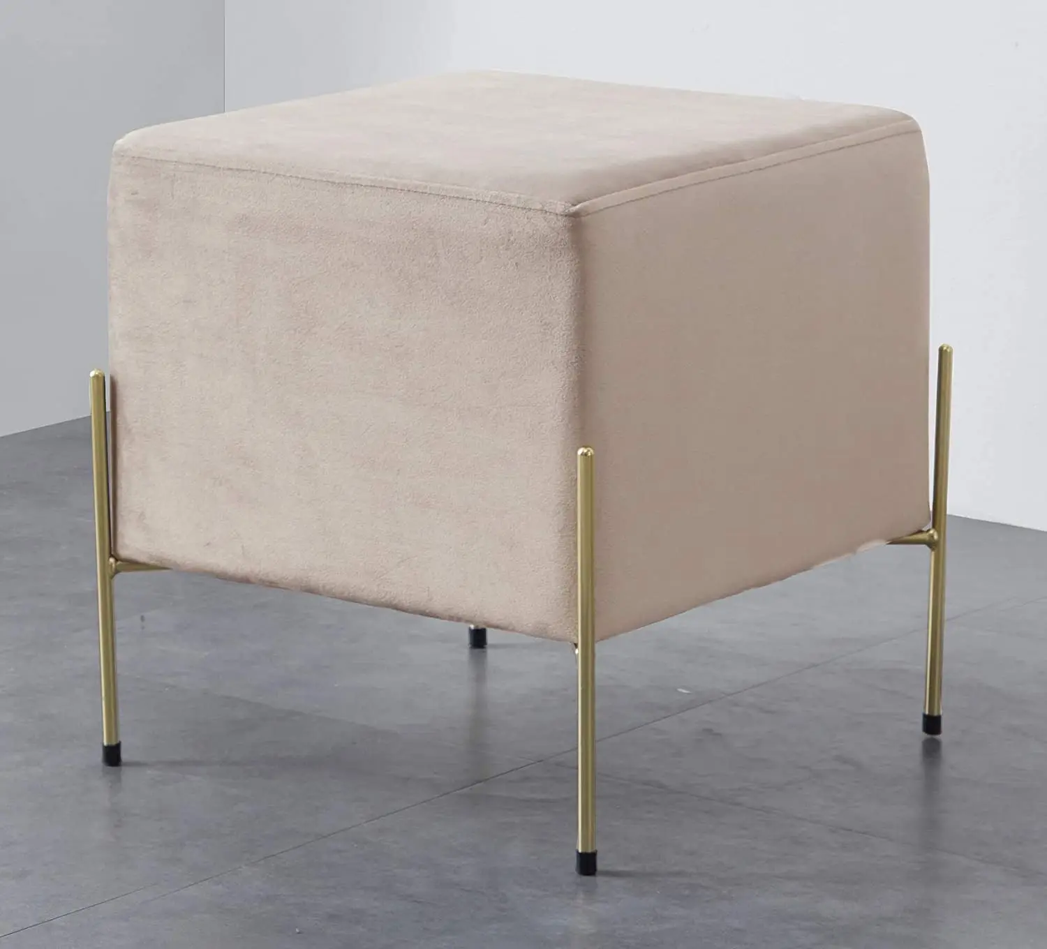 Лучший выбор товаров, Розовый бархатный оттоманка с золотыми ножками, металлическая основа, стул для гостиной, Розовый бархатный Квадратный Пуф, оттоманка