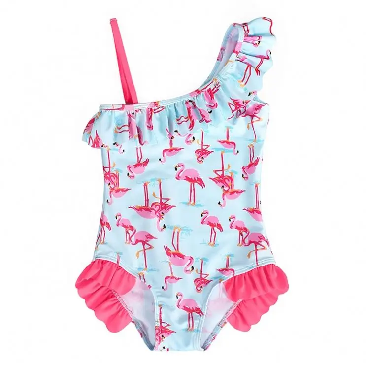 
Ruffle Quick Dry Child Swimwear Girl Cute Young Bikini One Piece Cartoon Swimsuit 
