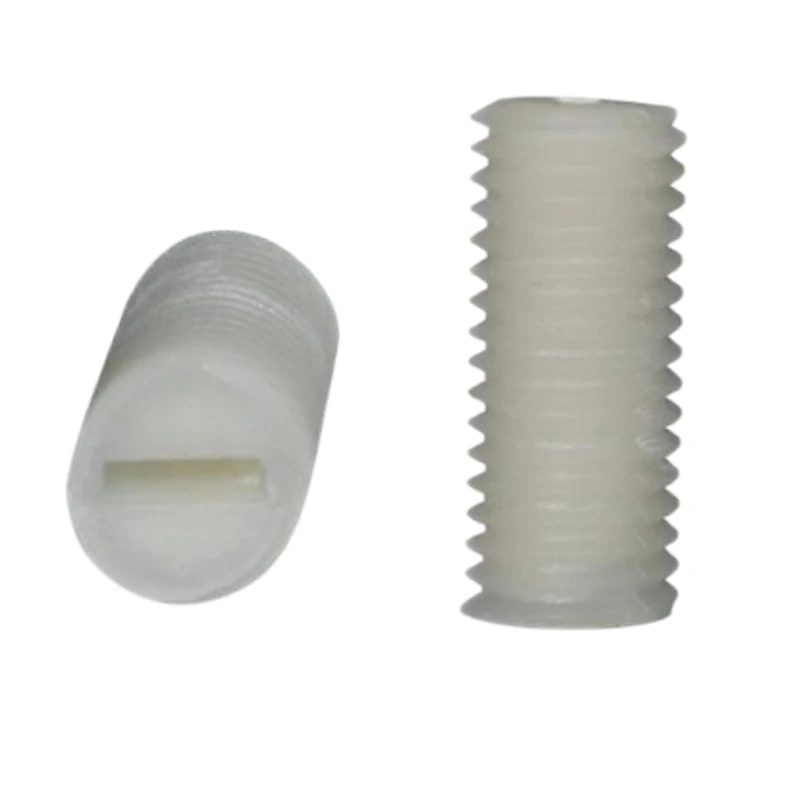 wholesales m2 m2.5 m3 m3.5 m4 m5 flat end headless slotted nylon+30%GF plastic set screw slotted grub screw