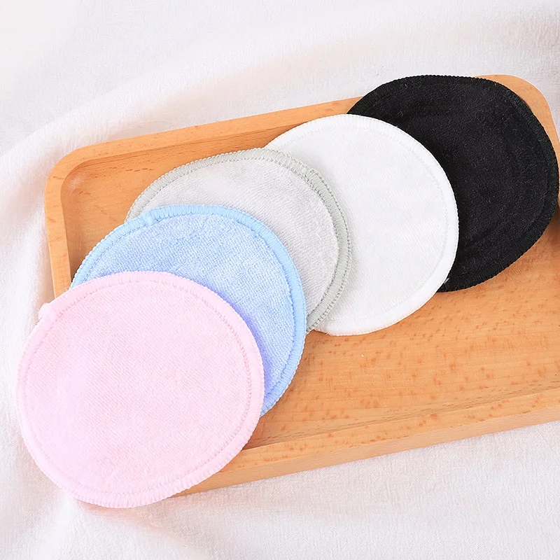 Eco-friendly Diameter 8 cm White Round Reusable Cotton Pads with Colorful Stitching Custom