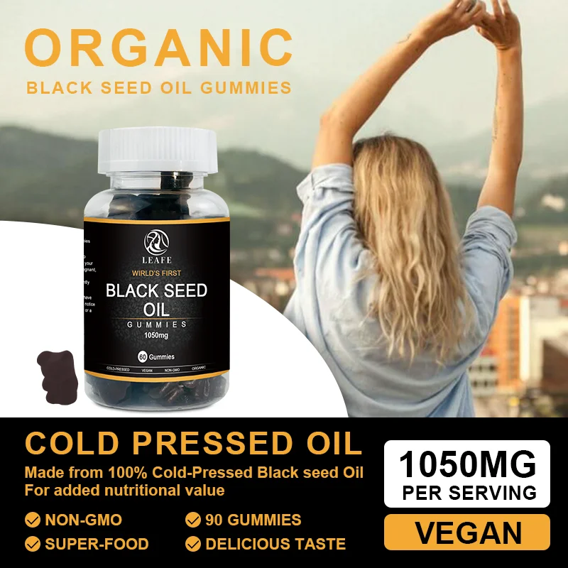 Customized Black Seed Oil Gummies Vegan Black Cumin Seed Oil and Honey Gummies For Hair Growth