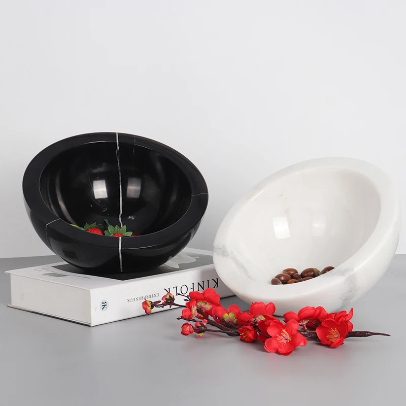 Modern simple marble fruit plate creative home living room dried fruit snack dessert plate Hotel Villa handicraft decoration