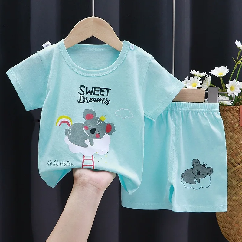 Hot Selling Comfortable and Fashionable Short Sleeve Shorts 2-piece Suits for Little Boys Girls Summer Clothes