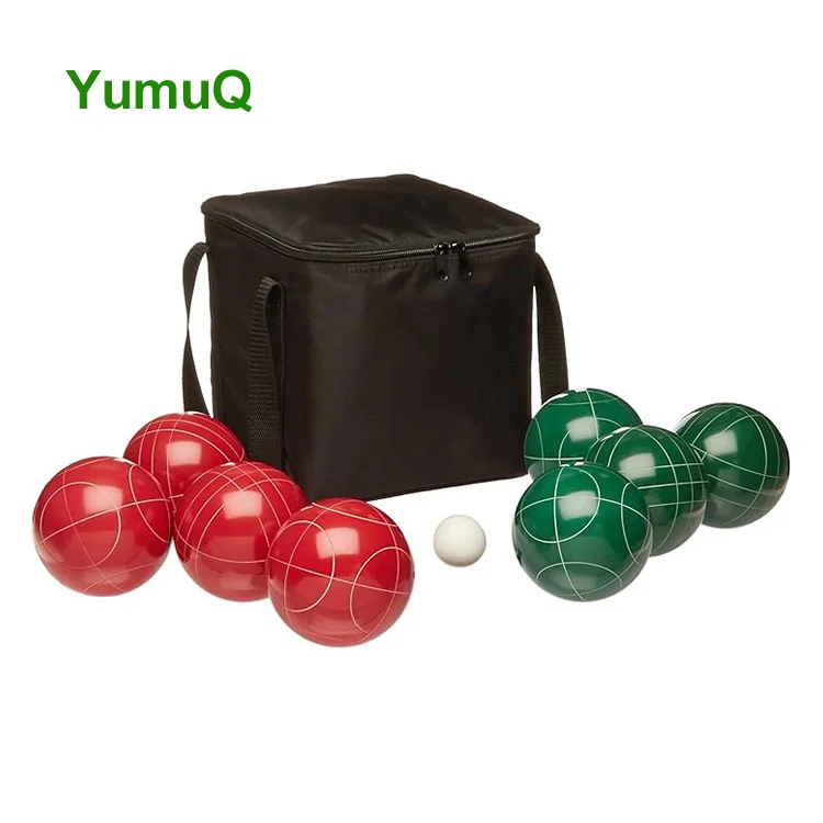 YumuQ 107Mm Wooden Plastic Resin or Metal Bocce Game Ball Set With Scoreboard / 6 Balls Carry Bag
