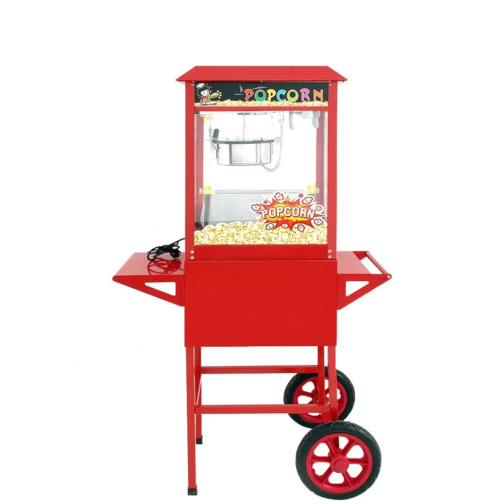 Hot Selling Commercial Stainless Steel Popcorn Maker Machine Electric Easy Move Popcorn Machine