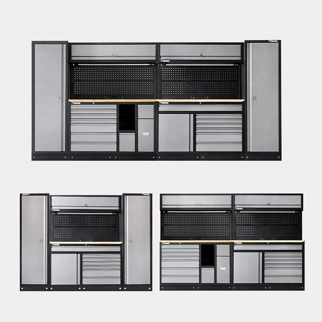 Professional garage workbench and combined tool cabinets