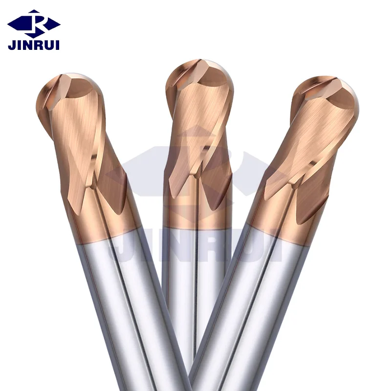 JR HRC55 Milling Cutter Tools Carbide Coated Ball Nose End Mill for Steel Wood