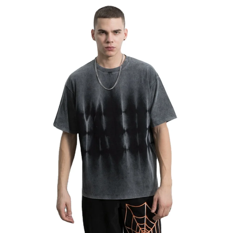 T shirts Manufacturers China Custom Heavy Cotton 230 GSM Vintage Snow Wash Tie Dye T-shirt Men