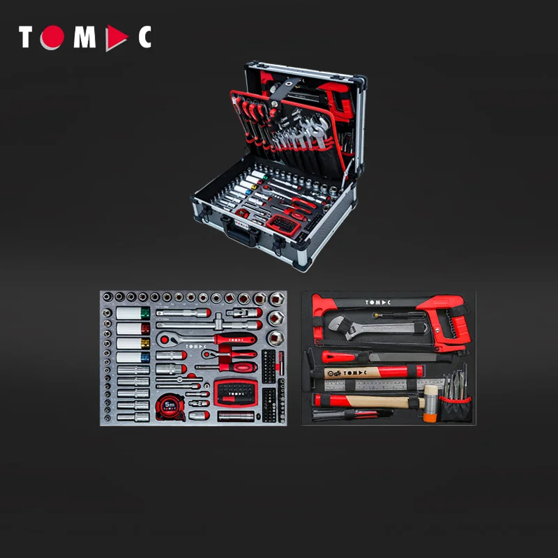 Tomac 7-Drawer Tool Cabinet with tools 283-Piece in Aluminum Case - Professional Rolling Mobile Workbench for truck tools repair