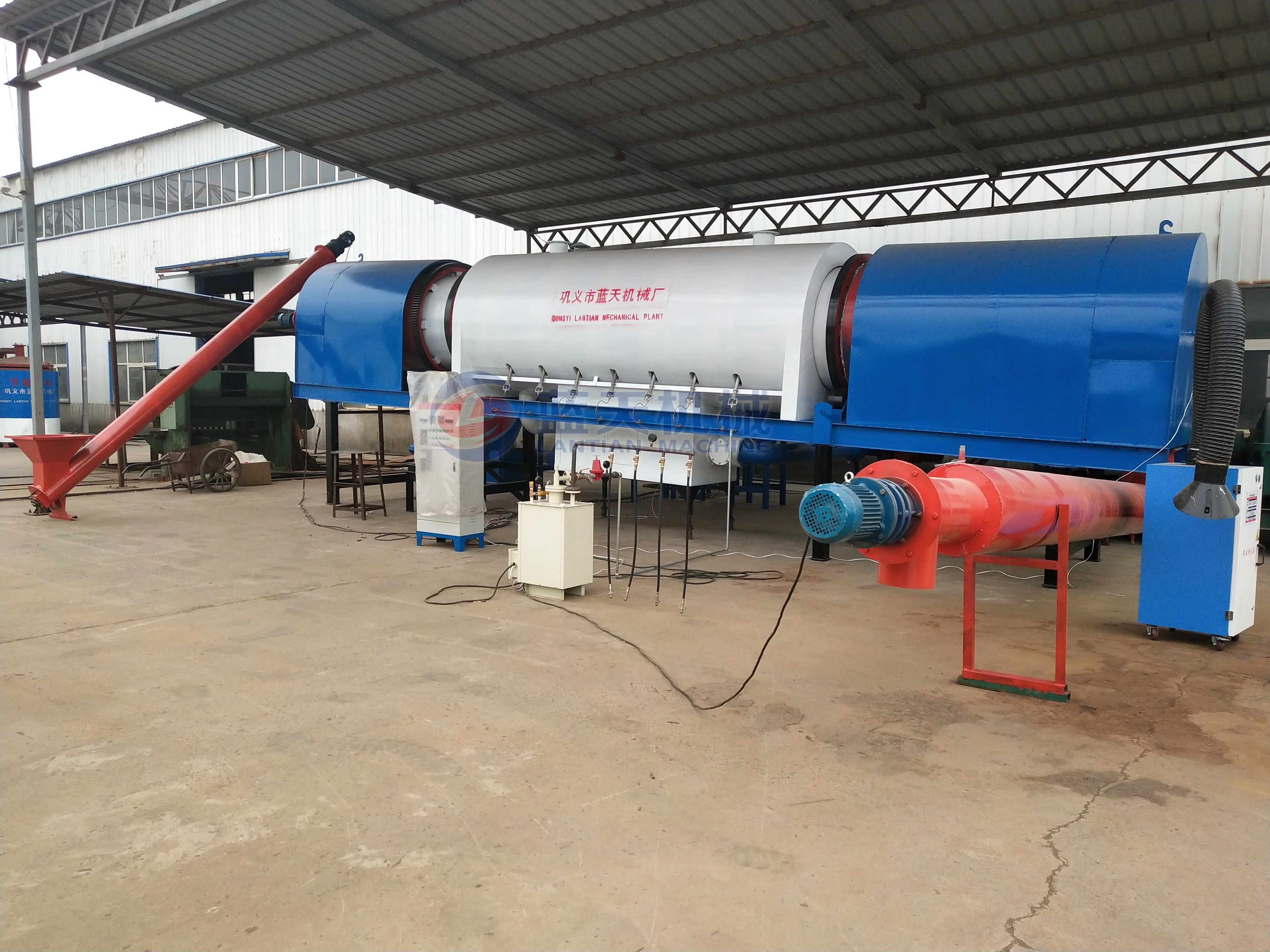 Rotary type olive pomace charcoal machine for making waste charcoal
