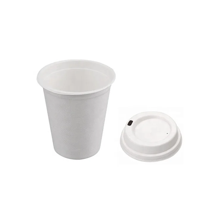 Эко 8OZ кофе Bagasse сахарного тростника крышка биоразлагаемые одноразовые чашки