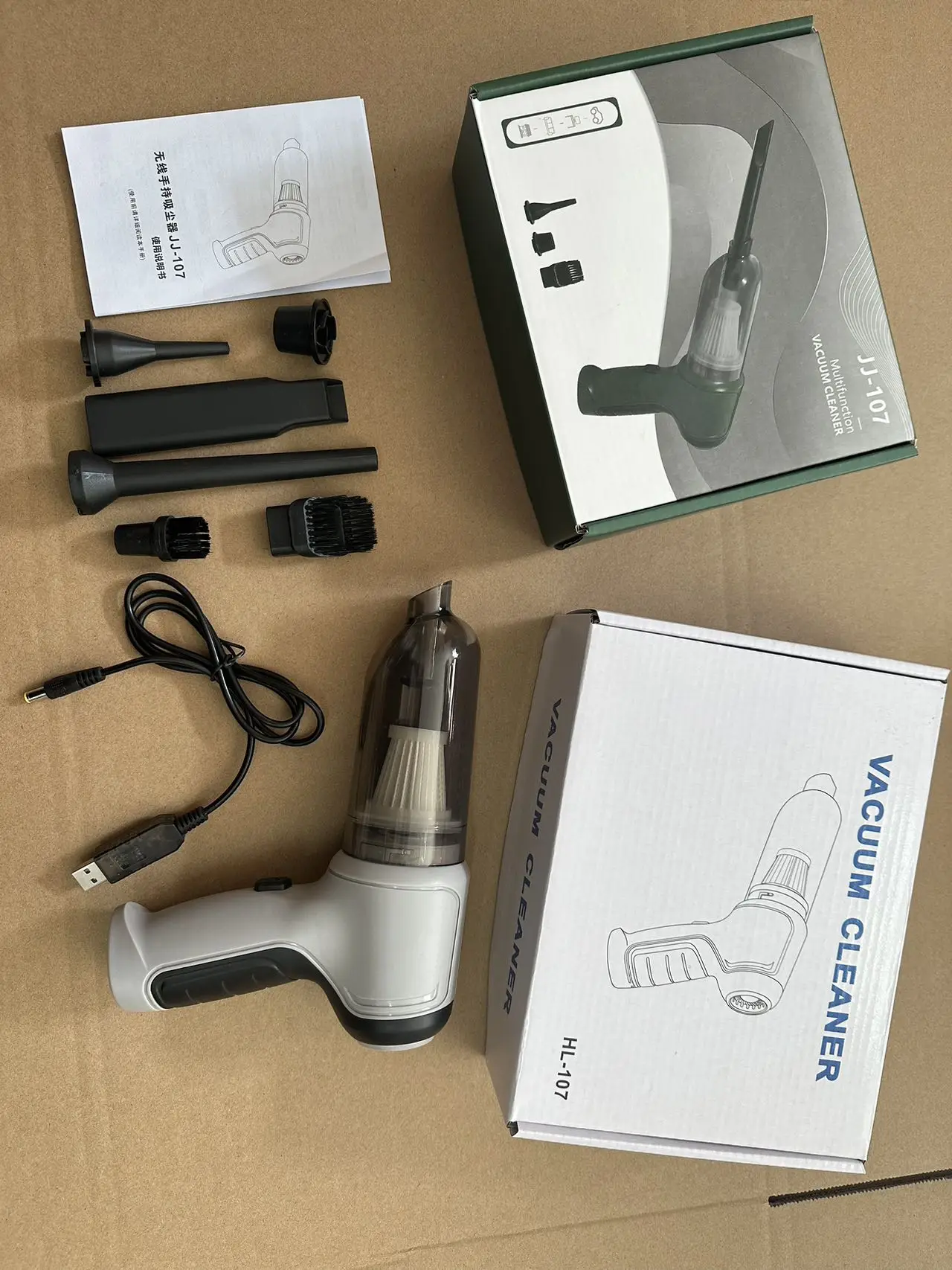 Rechargeable 26000Pa Suction 120W High Power Car Vacuum 3 in 1 Portable Air Duster with Multi-nozzles & Floor Brush