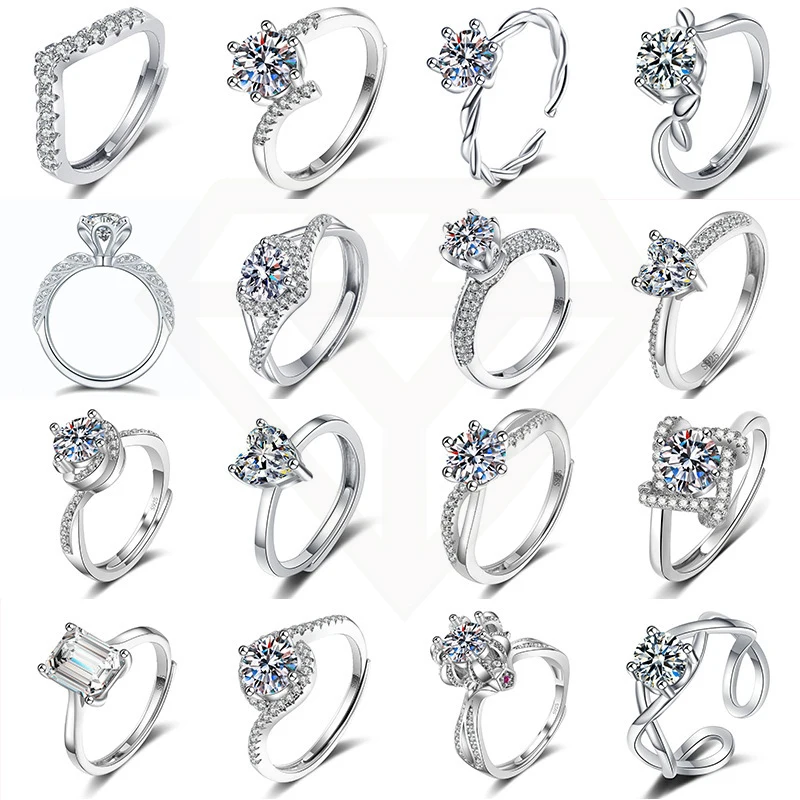 Классический дизайн ювелирные изделия обручальное кольцо из чистого белого золота 1 карат S925 Серебряные кольца муассанит с бриллиантом