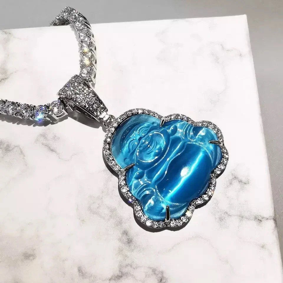 Customized silver jade buddha statue pendant red green color jade pendant charms jade jewelry