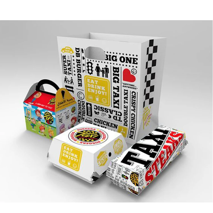 Custom Logo Printed Kraft Cardboard Fast Food Takeaway Fish Chips Burger Fried Chicken Take Out Box