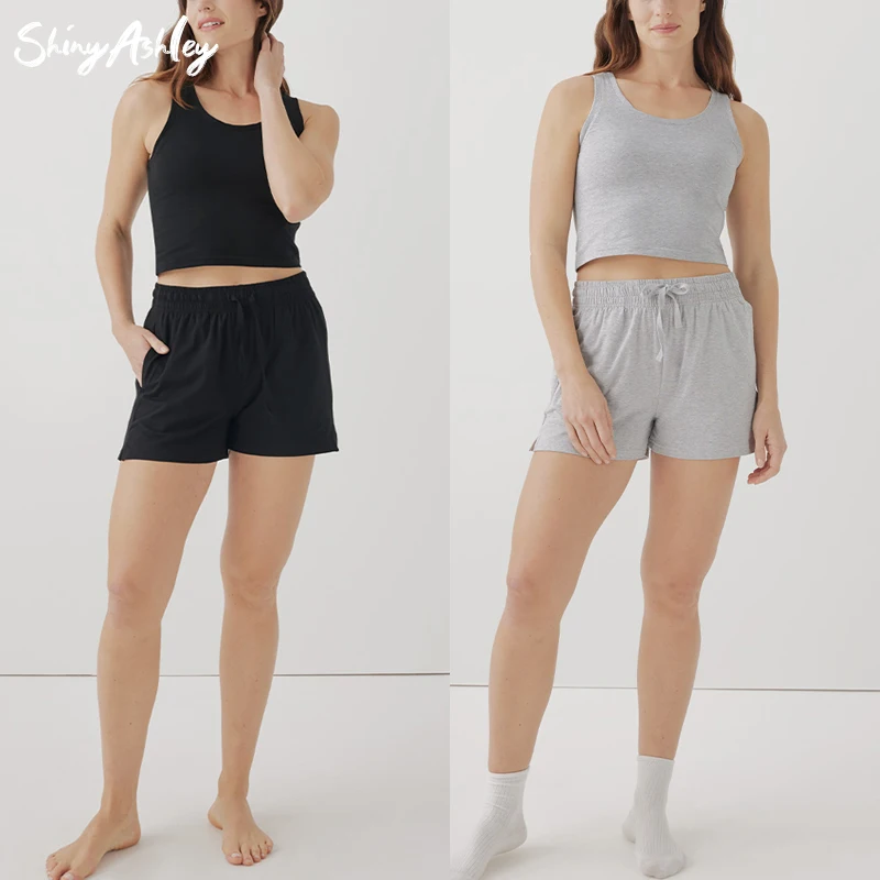 2024 new sleeveless solid color vest fashion casual short 2-piece set women pajamas set lounge wear sleepwear