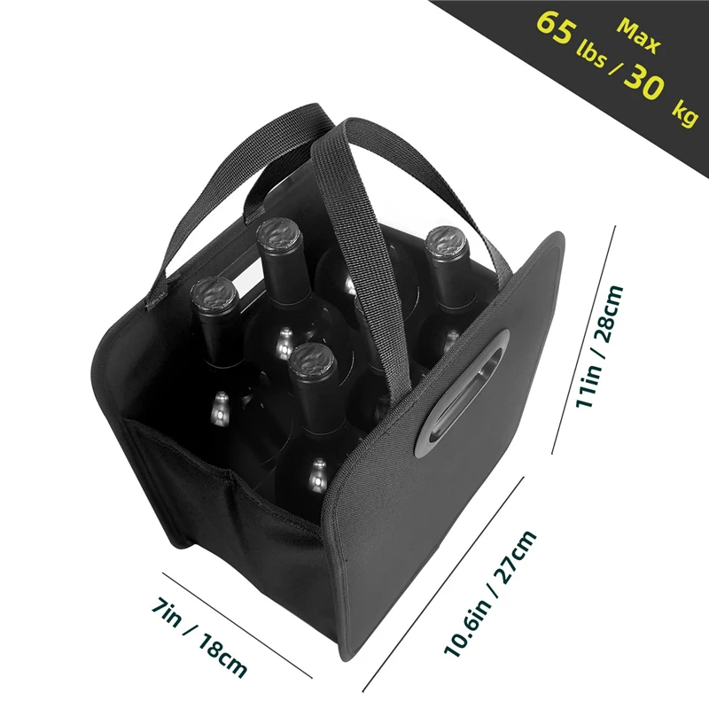 Custom Liquor Drinks Grocery Shopping Heavy Duty Durable Foldable 6 pack Bottle Wine Tote Bag Carrier