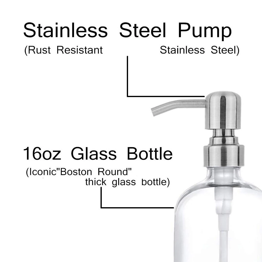 28mm Stainless Steel Polished Silver Gold Black Soap Dispenser Pump for Boston Bottle