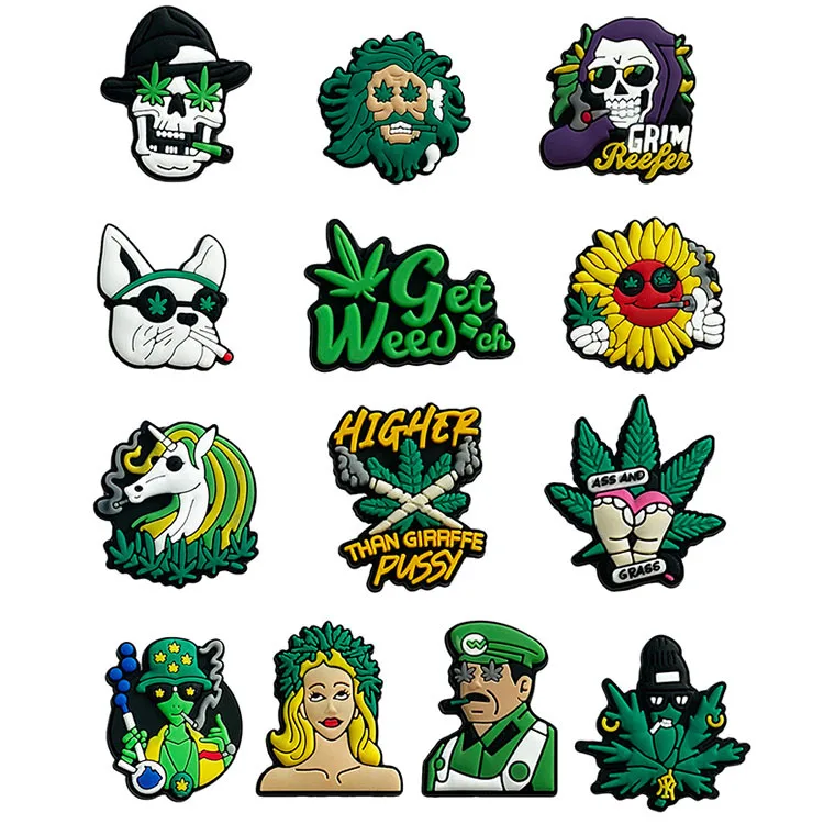 2022 New 420 plant accessories croc weed crocks charms PVC encanto 3d shoe charm gibbets weed charms for crocs