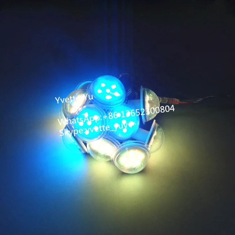 45 мм 9 светодиодов кабошон funfair rgb пиксельные светодиодные огни с косичками для аттракционов прозрачная крышка