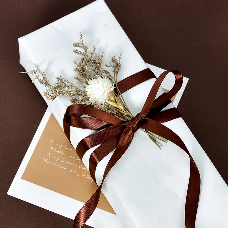 YAMA brown Custom design print name logo on satin ribbon for gift packing and decoration