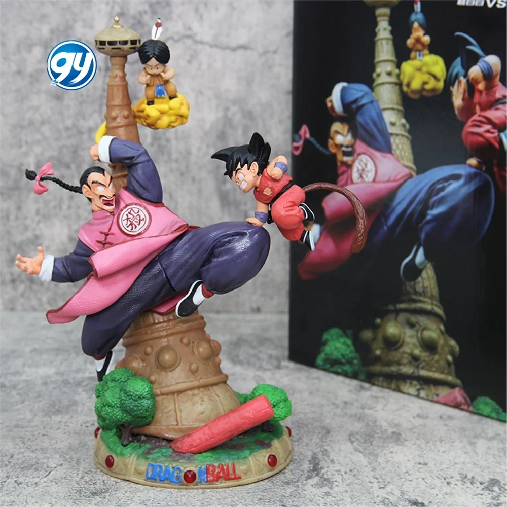 28cm  Seven Dragoned a Ball Peach White vs Wukong Moke Wusi Immortal Tower Scene Handmade Decoration Model Gift