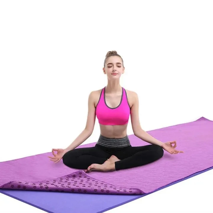 Best selling anti slip travel sport microfiber sublimation eco hot yoga mat cover towel with embroidery logo