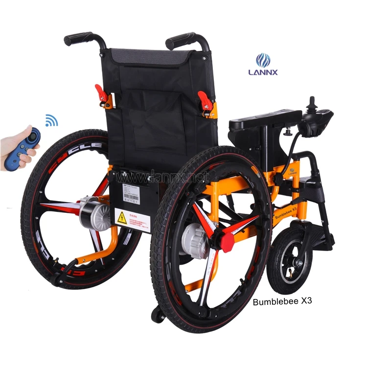LANNX Bumblebee X3 New Design Lightweight Folding Cheap Prices Wheelchair Motor Remote Control Power Electric Wheel Chair