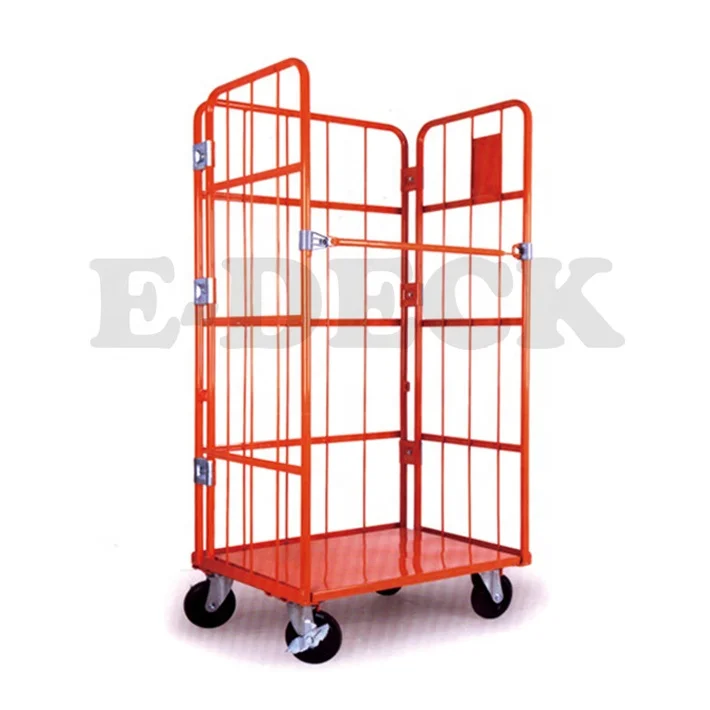 Складной 3-х стороннее складной ролик Металл четыре колеса складской логистики промышленное прачечное тележки каркас для хранения