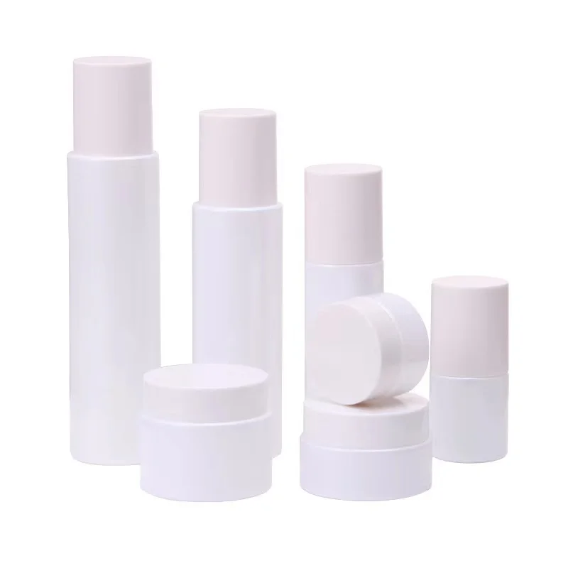 Pearl White 30g 50g Luxury Glass Cream Jar Lotion Pump Bottle Cosmetic Spray Bottle 60ml 100ml 120ml Skincare Empty Packing